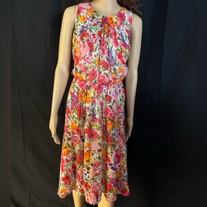 Floral Sleeveless Dress - Pink and Orange